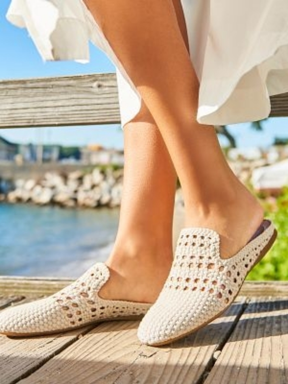 Born Cameo II Cream Woven Mule Slides